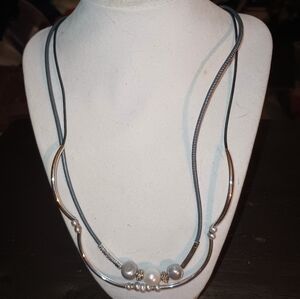 Lizzy James Handmade Maui Freshwater Pearl Leather Convertible Bracelet Necklace